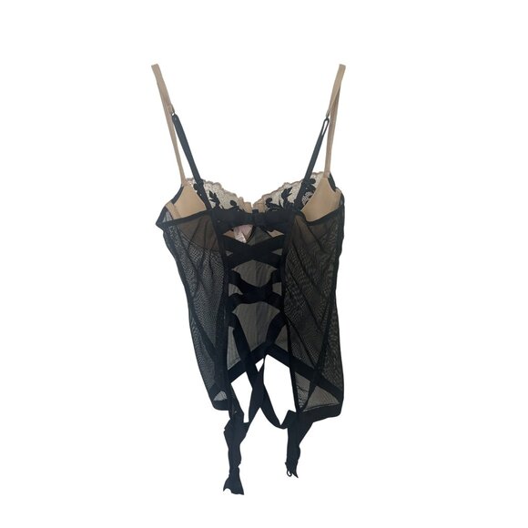 Victorias Secret Black & Beige Lace Bustier Corset - Picture 2 of 5